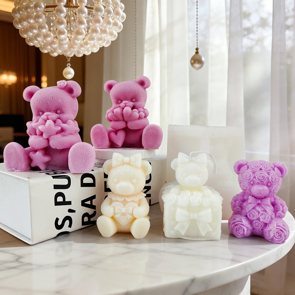 Soap Making Lye - 3d bear series silicone candle mold