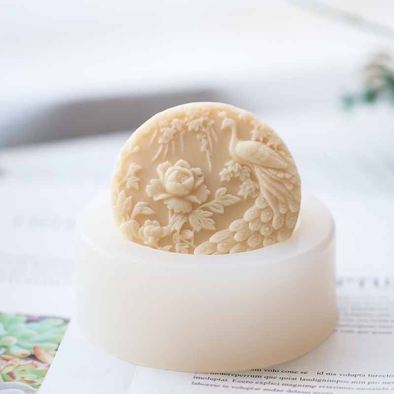 Soap Making Line - Peacock Flower Pattern Silicone Soap Mold